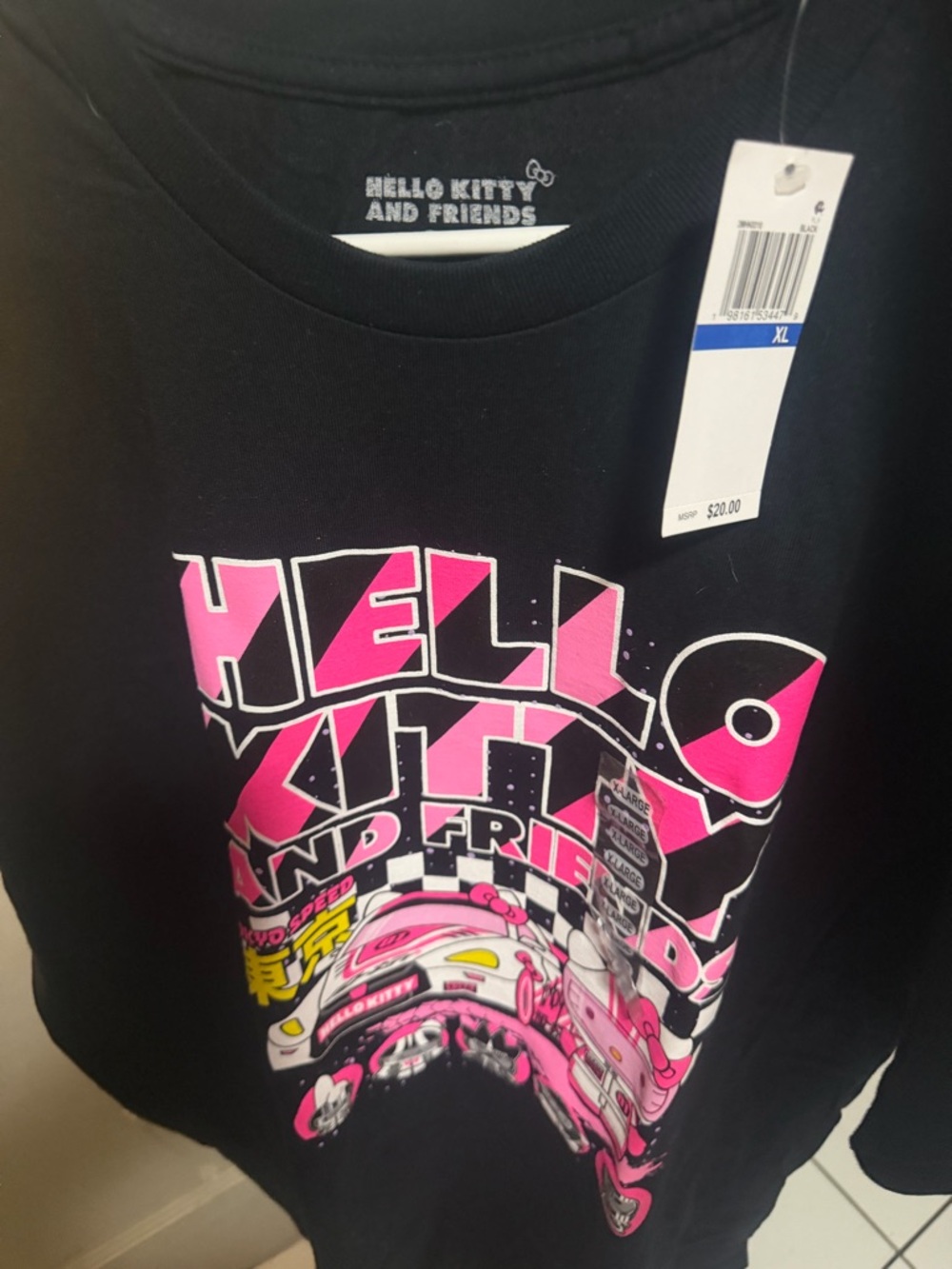NWT***Black Graphic Tee - Pink Print